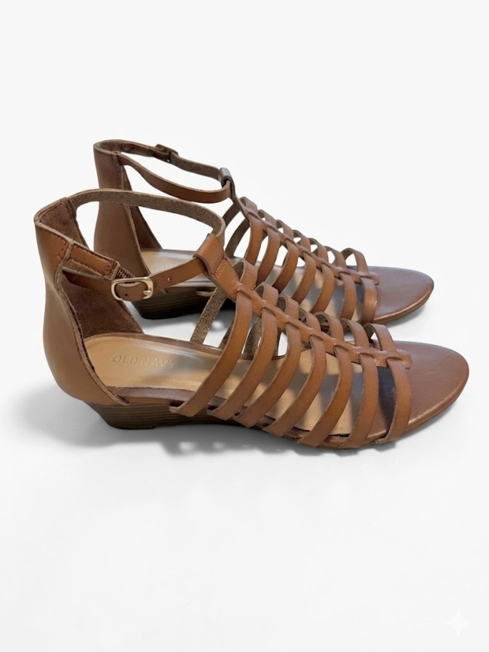 Old Navy Brown Strappy Wedge Sandals Size 8